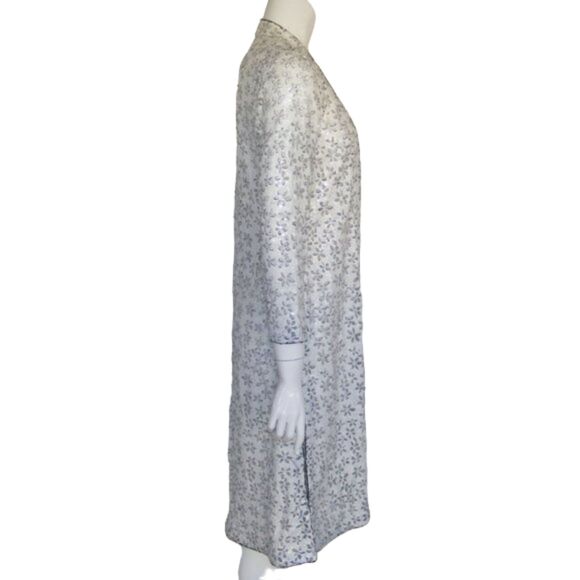 SALIMA MALIK Sequined Jacket/Cover-up, XS/S, Open front, White Floral, Vented - Picture 7 of 11